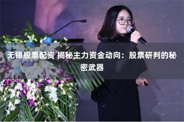 无锡股票配资 揭秘主力资金动向：股票研判的秘密武器